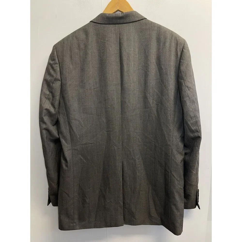 SADDLEBRED Men's Size 44L Sport Coat ‎ Blazer Suit Jacket Grey Brown Stripe